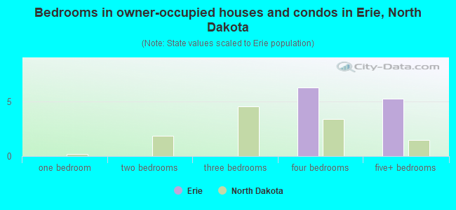 Bedrooms in owner-occupied houses and condos in Erie, North Dakota