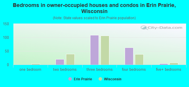 Bedrooms in owner-occupied houses and condos in Erin Prairie, Wisconsin