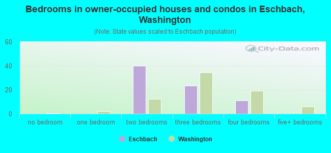 Bedrooms in owner-occupied houses and condos in Eschbach, Washington