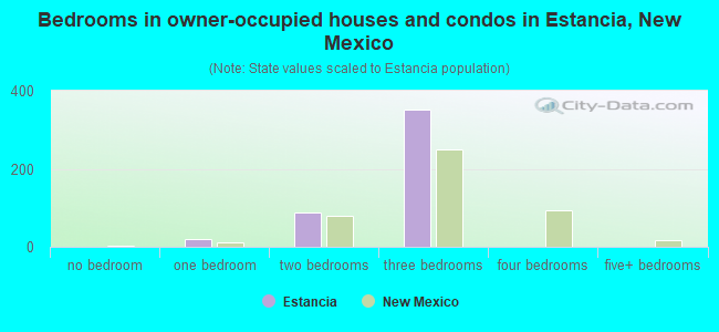 Bedrooms in owner-occupied houses and condos in Estancia, New Mexico