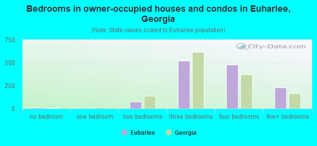 Bedrooms in owner-occupied houses and condos in Euharlee, Georgia