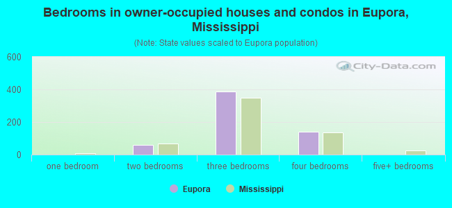 Bedrooms in owner-occupied houses and condos in Eupora, Mississippi