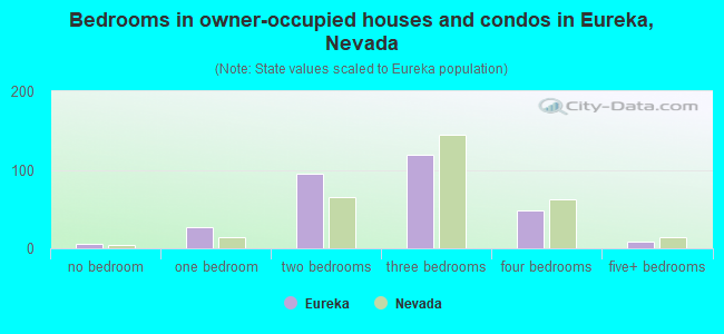 Bedrooms in owner-occupied houses and condos in Eureka, Nevada