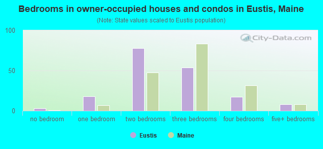 Bedrooms in owner-occupied houses and condos in Eustis, Maine