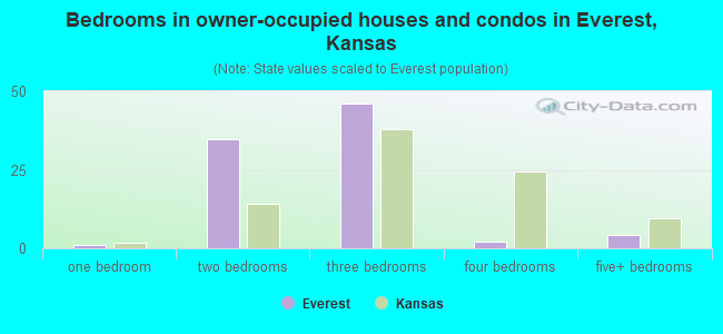 Bedrooms in owner-occupied houses and condos in Everest, Kansas