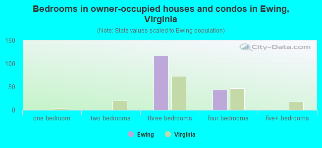 Bedrooms in owner-occupied houses and condos in Ewing, Virginia