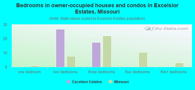 Bedrooms in owner-occupied houses and condos in Excelsior Estates, Missouri