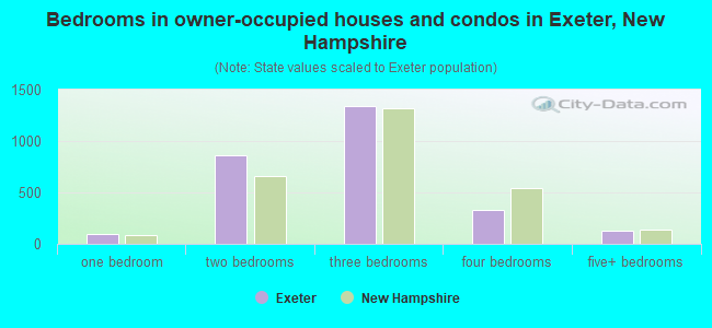 Bedrooms in owner-occupied houses and condos in Exeter, New Hampshire