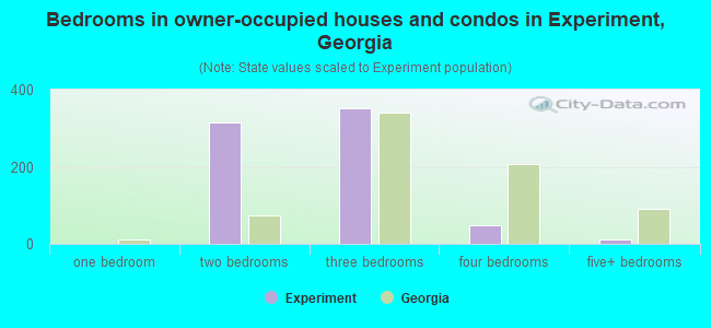 Bedrooms in owner-occupied houses and condos in Experiment, Georgia