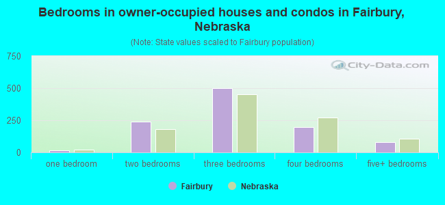 Bedrooms in owner-occupied houses and condos in Fairbury, Nebraska