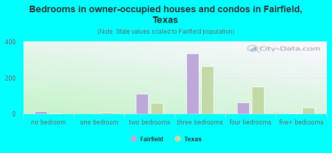 Bedrooms in owner-occupied houses and condos in Fairfield, Texas