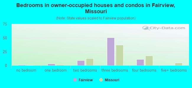 Bedrooms in owner-occupied houses and condos in Fairview, Missouri