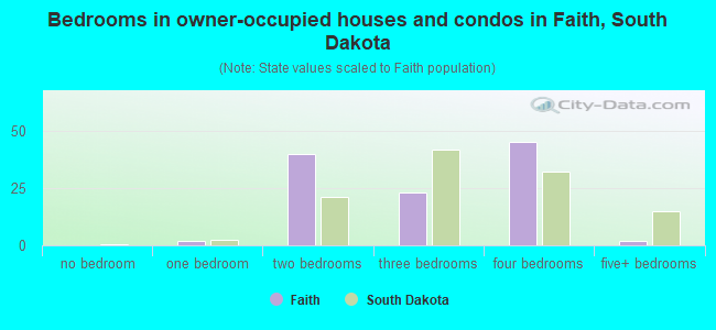 Bedrooms in owner-occupied houses and condos in Faith, South Dakota
