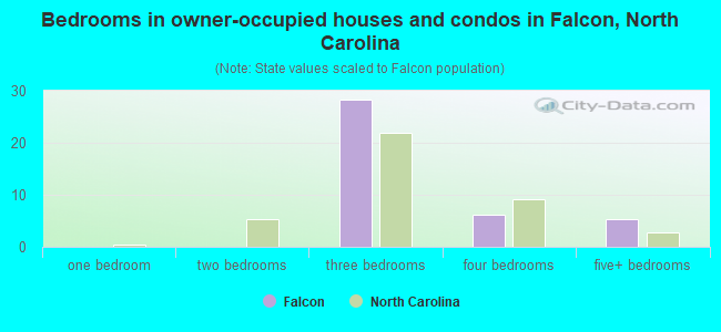 Bedrooms in owner-occupied houses and condos in Falcon, North Carolina