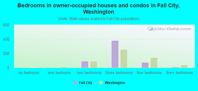 Bedrooms in owner-occupied houses and condos in Fall City, Washington