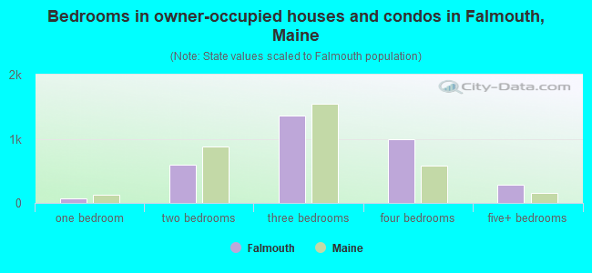 Bedrooms in owner-occupied houses and condos in Falmouth, Maine