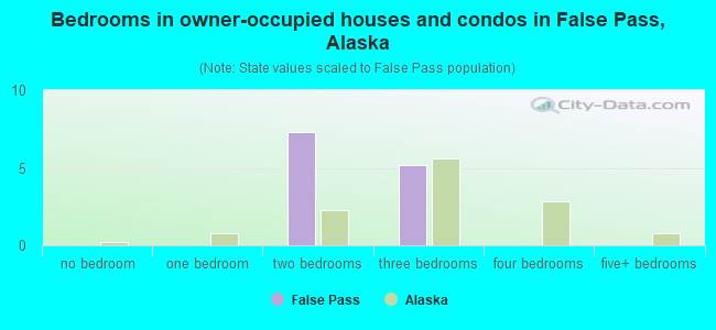 Bedrooms in owner-occupied houses and condos in False Pass, Alaska