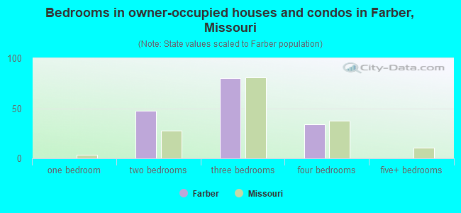 Bedrooms in owner-occupied houses and condos in Farber, Missouri