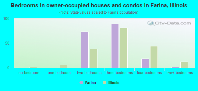 Bedrooms in owner-occupied houses and condos in Farina, Illinois