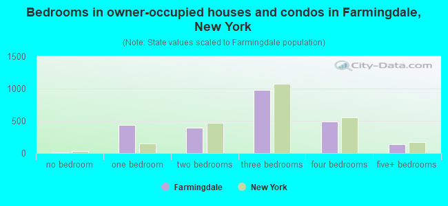 Bedrooms in owner-occupied houses and condos in Farmingdale, New York