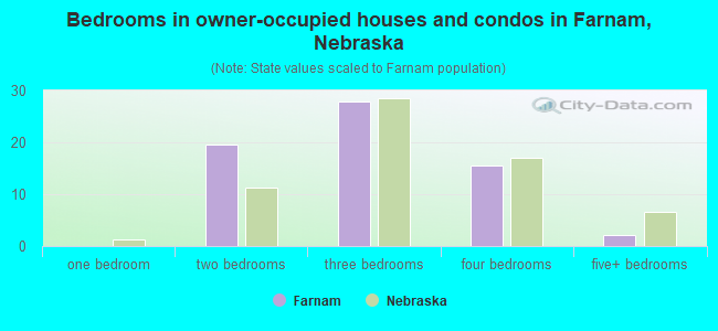 Bedrooms in owner-occupied houses and condos in Farnam, Nebraska