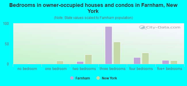 Bedrooms in owner-occupied houses and condos in Farnham, New York