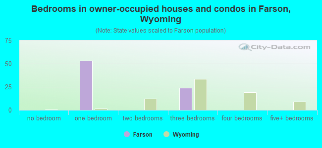 Bedrooms in owner-occupied houses and condos in Farson, Wyoming