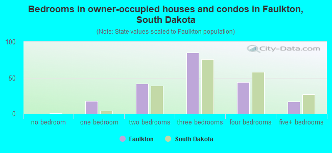 Bedrooms in owner-occupied houses and condos in Faulkton, South Dakota