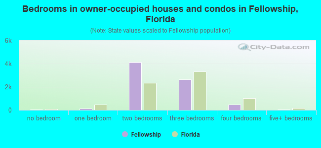 Bedrooms in owner-occupied houses and condos in Fellowship, Florida