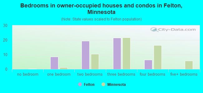 Bedrooms in owner-occupied houses and condos in Felton, Minnesota