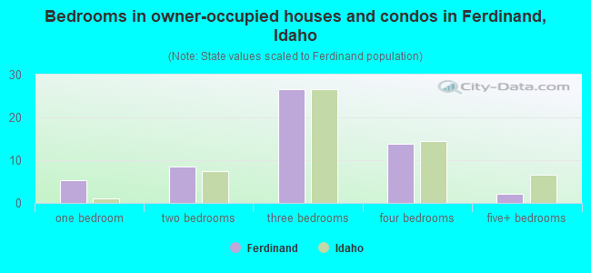 Bedrooms in owner-occupied houses and condos in Ferdinand, Idaho
