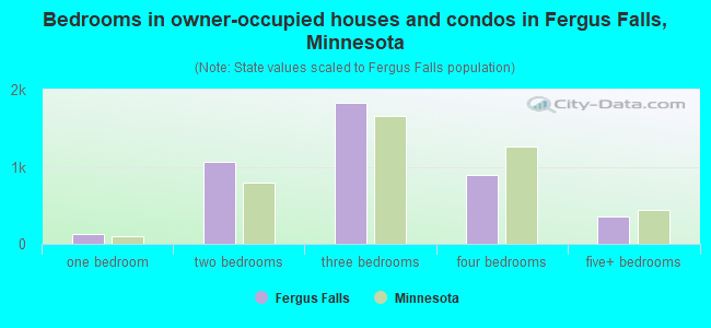 Bedrooms in owner-occupied houses and condos in Fergus Falls, Minnesota
