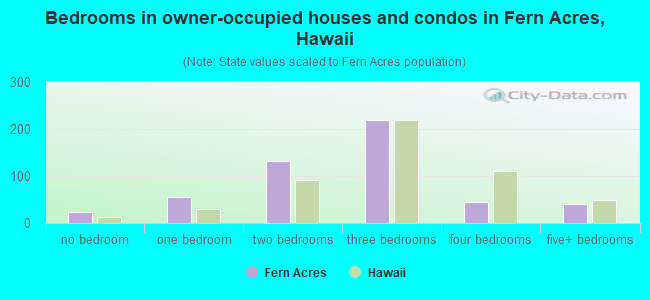 Bedrooms in owner-occupied houses and condos in Fern Acres, Hawaii