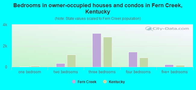 Bedrooms in owner-occupied houses and condos in Fern Creek, Kentucky