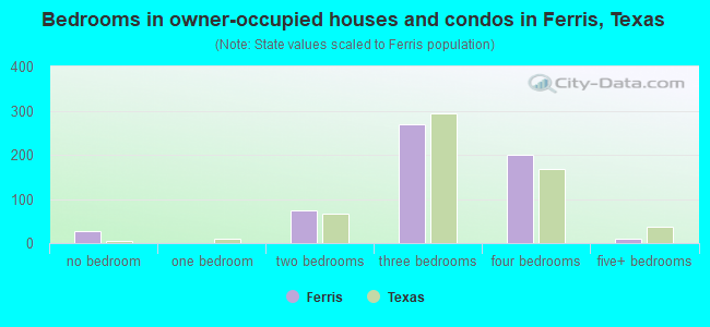 Bedrooms in owner-occupied houses and condos in Ferris, Texas