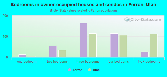 Bedrooms in owner-occupied houses and condos in Ferron, Utah
