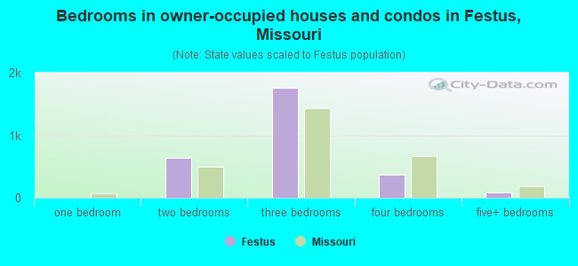 Bedrooms in owner-occupied houses and condos in Festus, Missouri