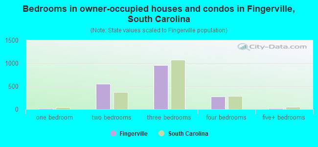 Bedrooms in owner-occupied houses and condos in Fingerville, South Carolina