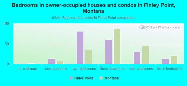 Bedrooms in owner-occupied houses and condos in Finley Point, Montana