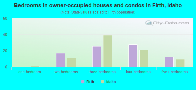Bedrooms in owner-occupied houses and condos in Firth, Idaho