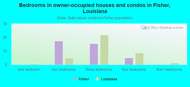 Bedrooms in owner-occupied houses and condos in Fisher, Louisiana