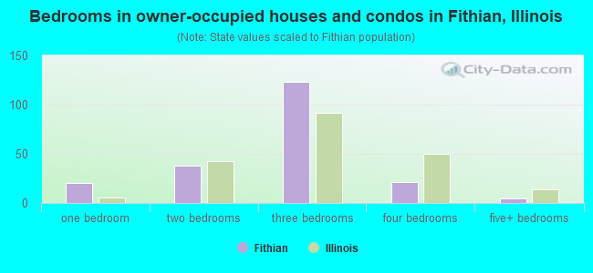 Bedrooms in owner-occupied houses and condos in Fithian, Illinois