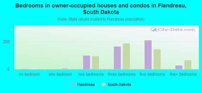 Bedrooms in owner-occupied houses and condos in Flandreau, South Dakota
