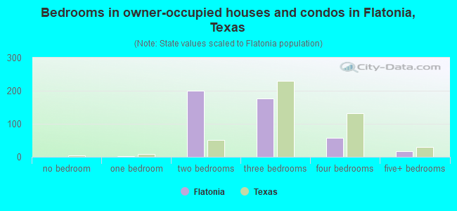 Bedrooms in owner-occupied houses and condos in Flatonia, Texas