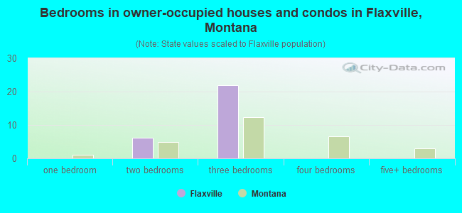 Bedrooms in owner-occupied houses and condos in Flaxville, Montana