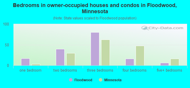 Bedrooms in owner-occupied houses and condos in Floodwood, Minnesota