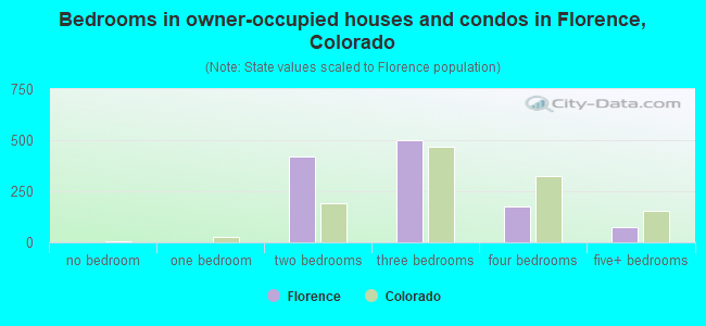 Bedrooms in owner-occupied houses and condos in Florence, Colorado
