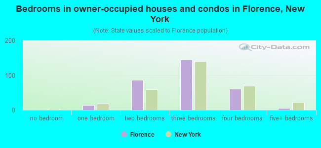 Bedrooms in owner-occupied houses and condos in Florence, New York