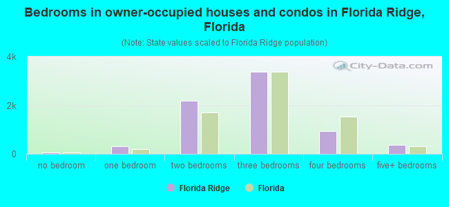 Bedrooms in owner-occupied houses and condos in Florida Ridge, Florida