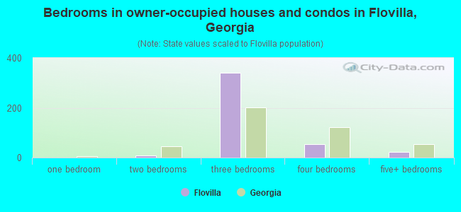 Bedrooms in owner-occupied houses and condos in Flovilla, Georgia